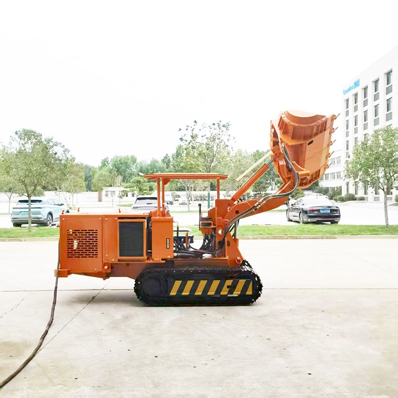 Cargadora de rocas con volquete lateral sobre orugas