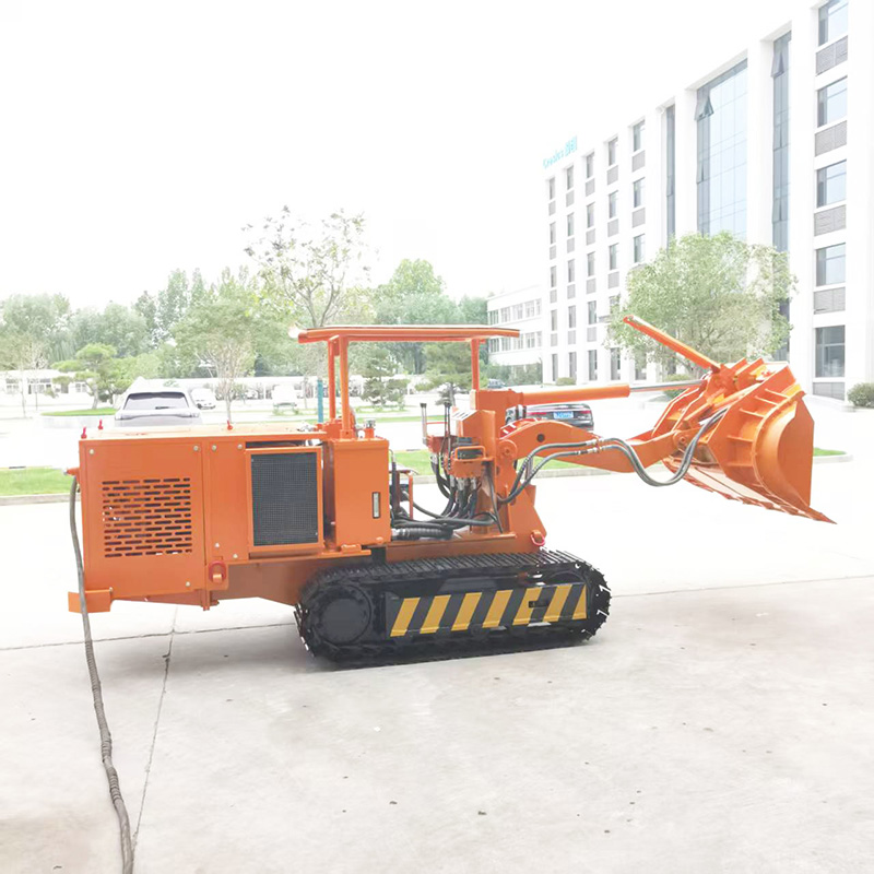 Cargadora de rocas con volquete lateral sobre orugas