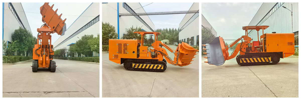 Chargeuse de roches à déchargement latéral de tunnel